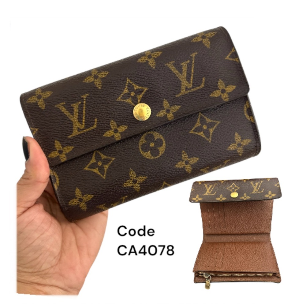 LOUIS VUITTON Monogram Alexandra Trifold Wallet Brown Authentic